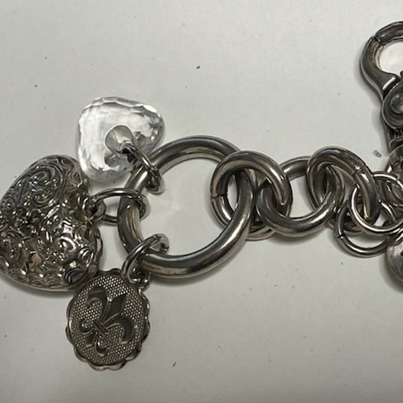 VTG Collectable Puffed Heart Key Ring Chain Charms Claw Clasp - Signed Kathy 6" - Picture 8 of 13